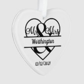 Monogram Weddenschap Heart Holiday Kerstmis Ornament (voorkant)