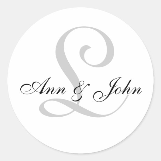 Monogram Weddenschap Initiaal Bride Groom Names St Ronde Sticker (Voorkant)