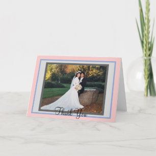 Monogram Weddenschap Roos Blauwe Pastel Foto Harte Bedankkaart