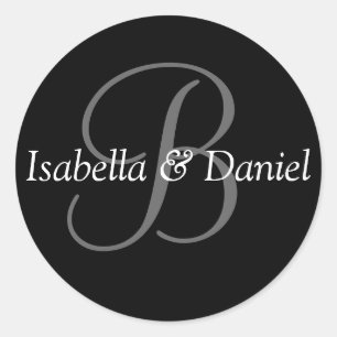 Monogram Weddenschap Sjabloon Bride Groom Names Cu Ronde Sticker