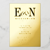 Monogram Weddenschap Solid Gold Folie Uitnodiging (Voorkant)