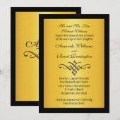 Monogram Weddenschap Uitnodiging in goud (Voorkant / Achterkant)