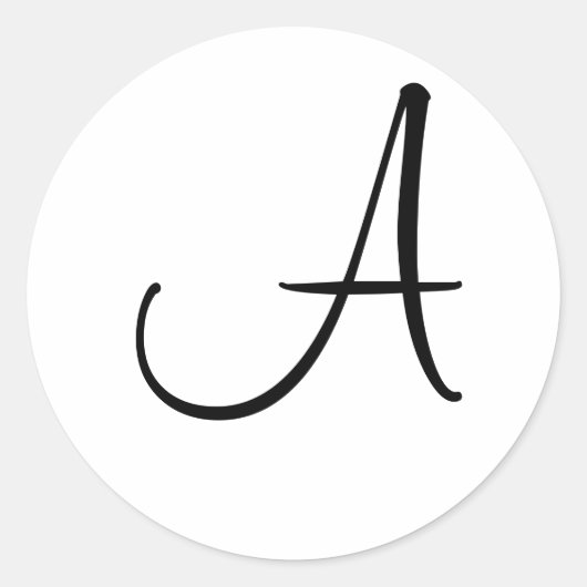 Monogram Weddenschap Zwart wit Aangepast Initiaal Ronde Sticker (Voorkant)