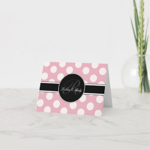 Monogram Weddenschappen Polka Dot Notitiekaartje
