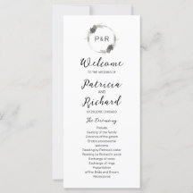 Monogram Wedding Ceremony Program 4x9 Kaart