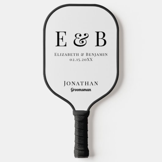 Monogram Wedding Groomsman Gift Photo Pickleball Paddle (Voorkant)