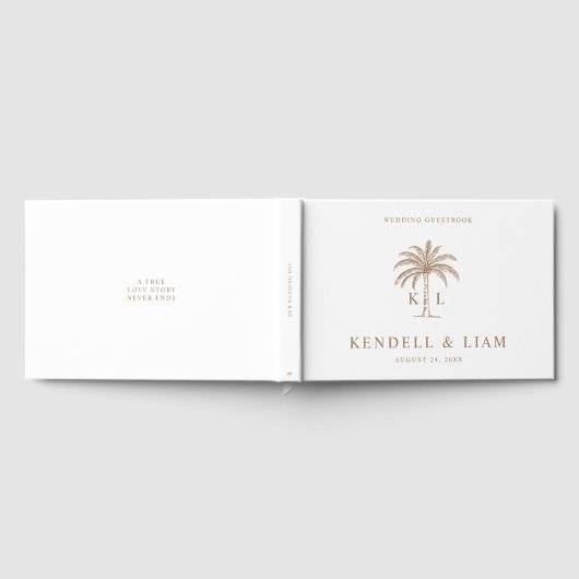 Monogram Wedding Logo Palm Tree Gastenboek (Volledig)