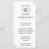 Monogram Wedding Logo Receptie Menu Kaart (Voorkant / Achterkant)