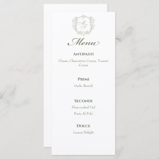 Monogram Wedding Menus Menu (Voorkant / Achterkant)
