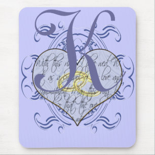 Monogram Wedding Vow Heart Muismat