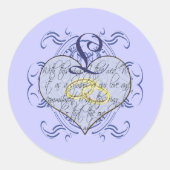 Monogram Wedding Vow Heart Ronde Sticker (Voorkant)