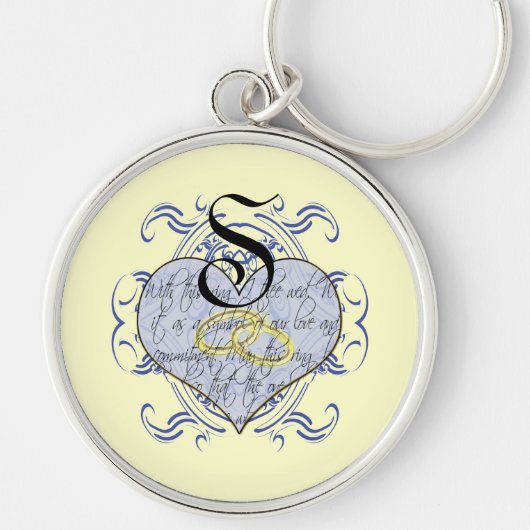 Monogram Wedding Vow Heart Sleutelhanger (Voorkant)