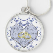 Monogram Wedding Vow Heart Sleutelhanger (Voorkant)