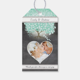 Monogram Weduwfoto Mint of Aangepaste kleur Cadeaulabel