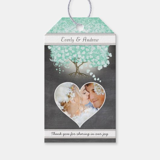 Monogram Weduwfoto Mint of Aangepaste kleur Cadeaulabel (Voorkant)