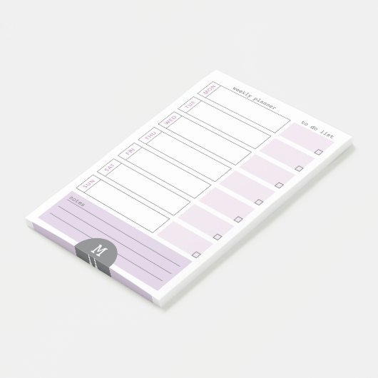 Monogram Weekblad Lila Post Post-it® Notes (Schuin)