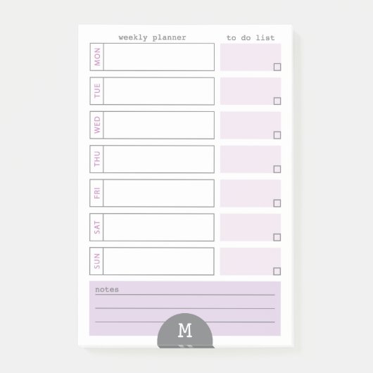 Monogram Weekblad Lila Post Post-it® Notes (Voorkant)