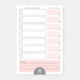 Monogram Weekly Planner Peony Post Post-it® Notes