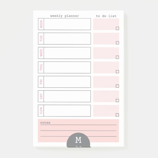 Monogram Weekly Planner Peony Post Post-it® Notes (Voorkant)