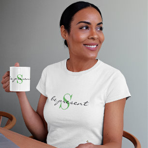 Monogram 'wees aanwezig' Activewear Classic Wit T-shirt