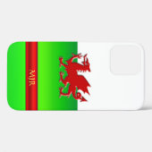 Monogram Welshe vlag, drakenchroom-effect in relië Case-Mate iPhone Case (Achterkant (horizontaal))