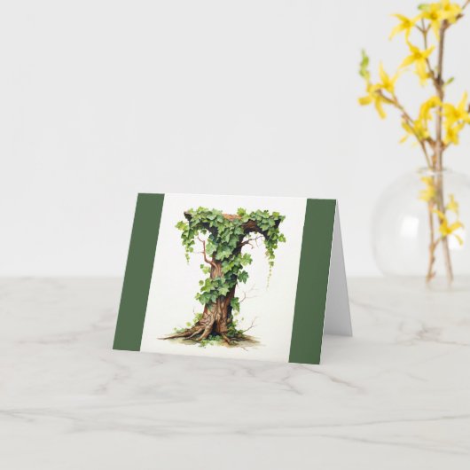 Monogram wenskaart kaart (Gele Bloem)