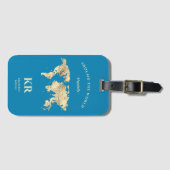 Monogram Wereldkaart Reiziger Ocean Blue Bagagelabel (Voorkant (horizontaal))