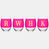 Monogram Westerne Retro Hot Roze Matching Wijnglas Zonder Voet (Achterkant)