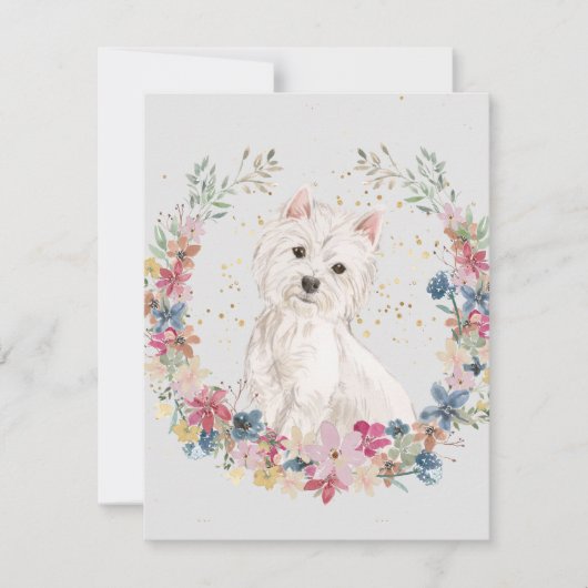 Monogram Westie Terrier Spring Flowers Notitiekaartje (Voorkant)