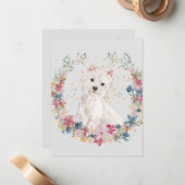 Monogram Westie Terrier Spring Flowers Notitiekaartje (Voorkant / Achterkant in situ)