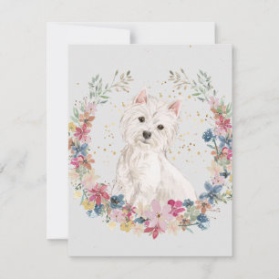 Monogram Westie Terrier Spring Flowers Notitiekaartje