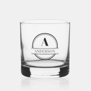 Monogram Whiskey Glas Minimaal Zwart-Wit