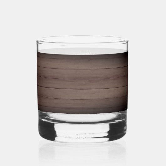 Monogram Whiskey glas rustiek hout (Achterkant)