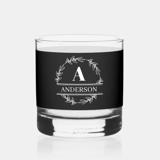 Monogram Whiskey Glas Zwart-wit (Voorkant)