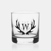 Monogram whiskeyglas met hertengewei logo whisky glas (Voorkant)