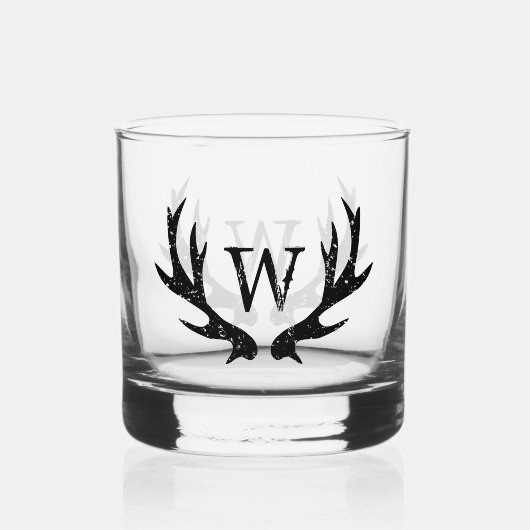 Monogram whiskeyglas met hertengewei logo whisky glas (Achterkant)