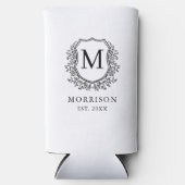 Monogram White Black Crest Botanische Huwelijk (Voorkant)