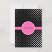 Monogram White Black, Hot Pink Polka Dot RSVP Kaartje (Achterkant)