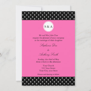 Monogram White Black, hotroze pokadodenweddenschap Kaart