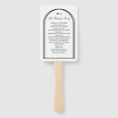 Monogram White Black Simple Arch Wedding Program Handwaaier (Achterkant)