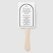 Monogram White Black Simple Arch Wedding Program Handwaaier (Voorkant)