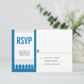 Monogram White Blue Tallit Bar Mitzvah RSVP Antwoo Kaartje (Staand voorkant)