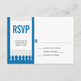 Monogram White Blue Tallit Bar Mitzvah RSVP Antwoo Kaartje