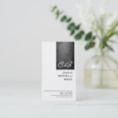 Monogram White Chalkboard Gray Plain Visitekaartje (Staand voorkant)