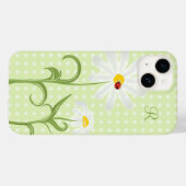 Monogram White Daisy en Lady Bug Polka Dot Green Case-Mate iPhone Case (Achterkant (horizontaal))
