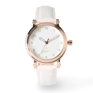 Monogram white | Elegant Gold Minimalist  Horloge