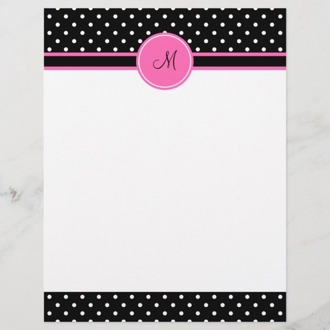 Monogram White en Black Polka Dot Pattern (Voorkant)