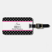 Monogram White en Black Polka Dot Pattern Bagagelabel (Voorkant horizontaal)