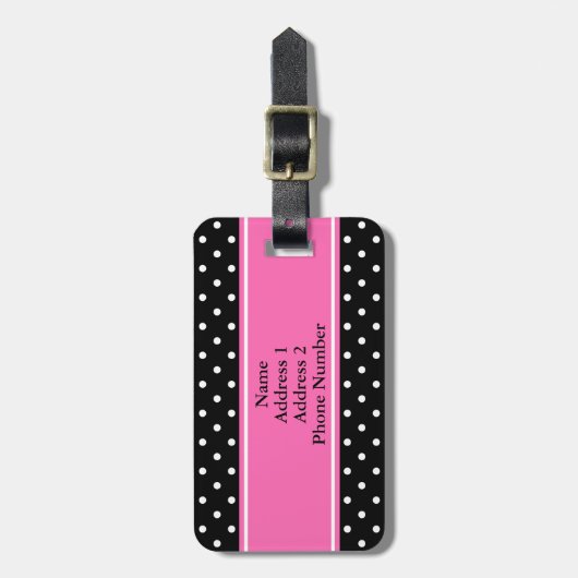 Monogram White en Black Polka Dot Pattern Bagagelabel (Voorkant verticaal)