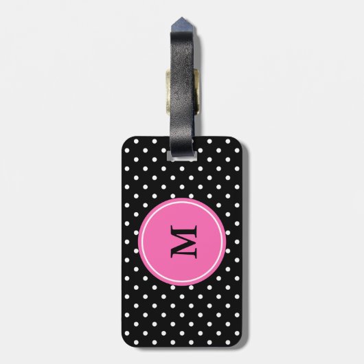 Monogram White en Black Polka Dot Pattern Bagagelabel (Achterkant verticaal)